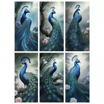DIY Зеленый Павлин Алмазная Картина Новая Коллекция 2024 Алмазная Вышивка Полный Квадрат Круглый Дрель Вышивка Крестом Домашний Декор Искусство Full Round 20x40CM