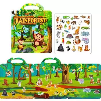 DIY желейная тихая книга-наклейка, тропический лес, животные, детские познавательные развивающие игрушки для раннего образования, книга-наклейка