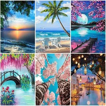 DIY Живописная 5D Алмазная Картина Полная Круглая Дрель Смола Пейзаж Алмазная Вышивка Цветок Вышивка Крестом Домашний Декор Подарок Full Round 15x20CM