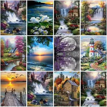 DIY живописный 5D алмазная живопись полный круглый дрель мозаика водопад Алмазная вышивка наборы крестиков настенное искусство домашний декор Full Round 20x30CM