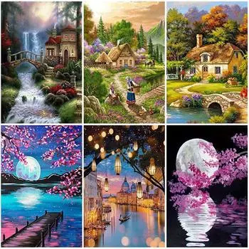 DIY живописный 5D алмазная живопись полный круглый дрель горный хрусталь Пейзаж Алмазная вышивка мозаика вышивка крестом стены книги по искусству домашний декор Full Round 20x30CM
