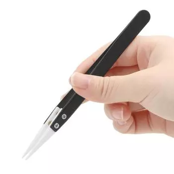 DIYWORK Прямой пинцет, термостойкий, прецизионный, керамический, кончики, пинцет, антиокислительная ручка из нержавеющей стали, антистатический