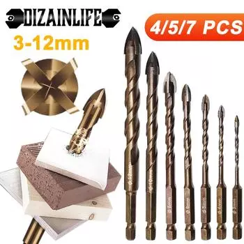 DIZAINLIFE 3-12 мм набор крестовых шестигранных сверл по плитке набор для стекла керамики бетона открыватель отверстий кирпич твердосплавные треугольные сверла инструменты