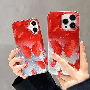 Дизайн бабочки лазерный блеск блестки для девочек женщин мягкий TPU бампер падение защитный чехол для iPhone 13 14 15 16 Pro Max 16Pro 15Pro iPhone 16 Pro Max