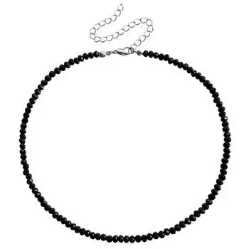 Дизайн Цепочка на шею Темперамент Узор Белый Водный поток Перламутр Черный наконечник Имитация кристалла Легкая роскошь Премиальное ожерелье Женское