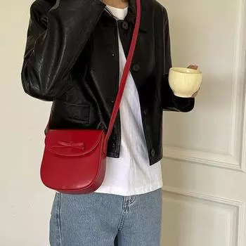 Дизайн-чувственная сумка-седельная сумка в стиле ретро с красным бантом для мобильного телефона, летняя сумка через плечо