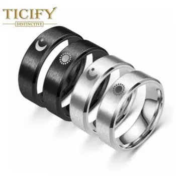 Дизайн датчика Пара из титановой стали против кольца Луна Звезда Солнечное кольцо 6 белый