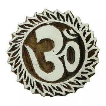 Дизайн деревянного блока текстильной печати на ткани круглой формы религиозной марки 2.5 Diameter коричневый