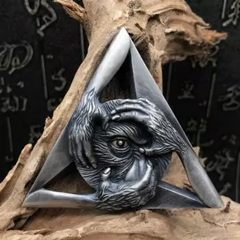 Дизайн DUAL FLOW Три не обезьяны кулон ожерелье для мужчин модная личность универсальный кулон 3*3 CM серебряный