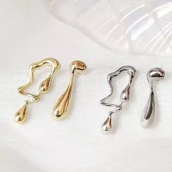 Дизайн Геометрические Асимметричные Нерегулярные Серьги-гвоздики Металлические Серьги-гвоздики Женские Серьги Корейский Стиль золотой
