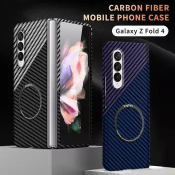 Дизайн из углеродного волокна для Samsung Galaxy Z Fold 2 Fold3 Fold 4, магнитный жесткий чехол Magsafe Samsung Z Fold 2 синий