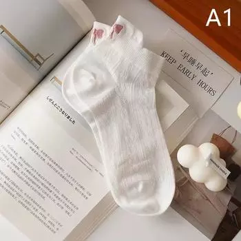 Дизайн Каблук Бант Женские Короткие Носки Лолита Каваии Летние Тонкие Дышащие Ажурные Низкие Носки-гольфы В Тренде Белые Хлопковые Носки