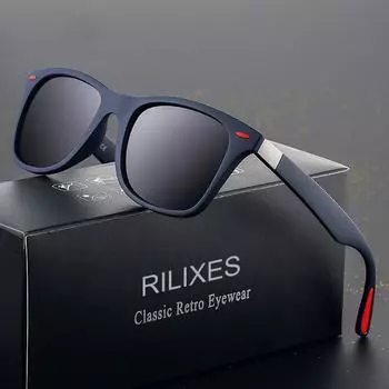 Дизайн Классические поляризованные солнцезащитные очки Мужчины Женщины Вождение Квадратная оправа Солнцезащитные очки Мужские очки UV400 чёрный