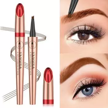 Дизайн кончика вилки, устойчивый к размазыванию, естественный, долговечный декоративный инструмент для макияжа, жидкие брови света кофе