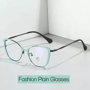 Дизайн кошачьего глаза Оптические очки Очки класса люкс для женщин Металлическая оправа Ретро Блокировка синего света Компьютерные очки