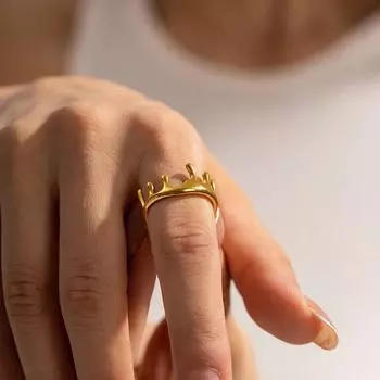 Дизайн Lava Crown Кольцо из нержавеющей стали Регулируемое открытие титанового стального кольца Ниша Кольцо Мода Opening adjustable