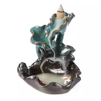 Дизайн листьев лотоса Использование керамической курильницы с обратным потоком Двусторонний традиционный держатель для благовоний для стола