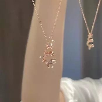 Дизайн Lucky Star Рождественская елка Ожерелье для женщин Милое Милое Ключичное Цепное Ожерелье Ниша Дружба Ювелирные Изделия Подарки