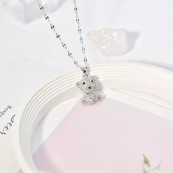 Дизайн Милый Медведь Титановая Сталь Ожерелье Женский Стиль Милый Модный Стиль Не Выцветает Аксессуары