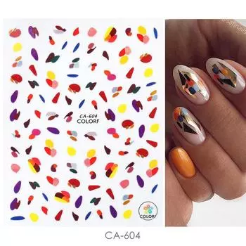 Дизайн наклейки Цветная линия Наклейки для маникюра Наклейки для макияжа лица 3D Граффити 10.5*8cm