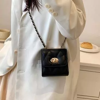 Дизайн небольших женских сумок в 2024 году, новые модели, модные сумки с ромбовидной цепочкой в этом году, модная пряжка с замком, маленькая квадратная сумка через плечо на одно плечо