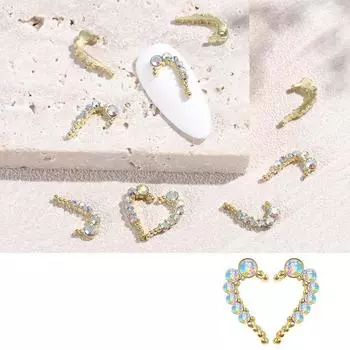 Дизайн ногтей, симметричный любовный сплав, ювелирные изделия, цвет в форме сердца, сплав, алмазная наклейка для ногтей, украшение для ногтей с бриллиантами