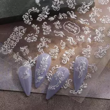 Дизайн ногтей своими руками самоклеящиеся 3D 5D рельефные наклейки эффекты невыцветающие японский стиль цветочный узор маникюр F