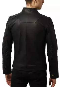 Дизайн новой мужской черной кожаной куртки 100% овчина стильная байкерская куртка мото XS чёрный