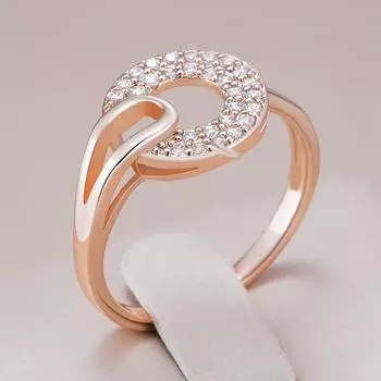 Дизайн полых кругов Золотые кольца Двухслойные белые циркониевые женские кольца Привлекательные геометрические аксессуары Носимые модные украшения 7