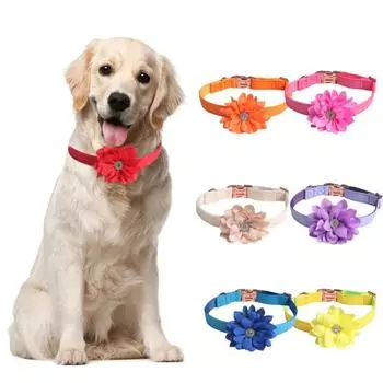 Дизайн пряжки из искусственной кожи с цветком розы, ремешок на шею для домашних собак, ежедневное словосочетание S красный