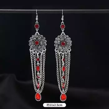 Дизайн ретро этнический стиль длинные серьги женские классический темперамент хрустальные серьги с бахромой персонализированные тибетские серьги