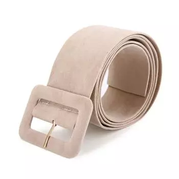 Дизайн Роскошного Бренда Ретро Квадратная Пряжка-Штырь Пояс Женский Ремешок для Платья Бархатный Пояс Поясная Лента бежевый