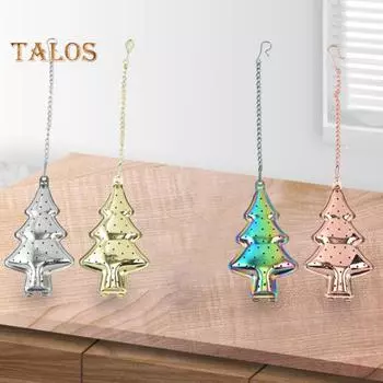 Дизайн с пряжкой для заварки, широкое применение, многоразовое, полезное, ассорти, ситечко для чая в форме рождественской елки для чайника золотистый