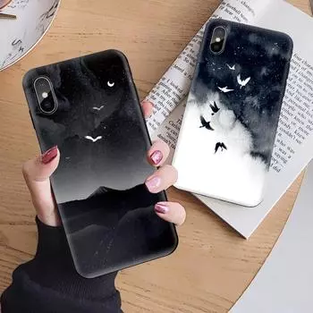 Дизайн с рисунком белого журавля для IPhone Samsung Huawei Xiaomi Redmi Rubber TPU Тонкий мягкий чехол для телефона iPhone 6 белый