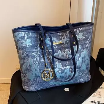 Дизайн Sense Контрастный цвет Большая вместительная сумка Женская сумка Tide Commuter Повседневная сумка через плечо