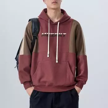 Дизайн Sense Контрастный цветной сплайсинг тяжелый американский свитер мужской осенний свободный большой размер модная пара толстовка с капюшоном M фиолетовый
