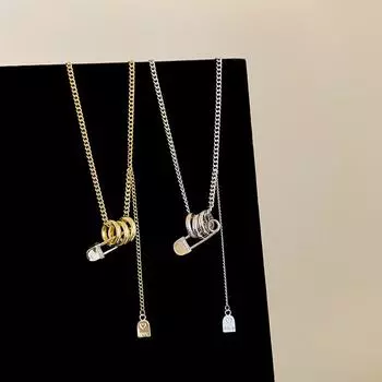Дизайн Sense Три кольца булавка кулон ожерелье женский ниша уникальная личность мода темперамент универсальный шейный цепочка свитер цепочка