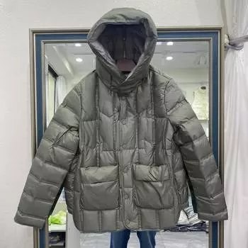 Дизайн-смысл бесшовный пуховик с клеевым швом, короткий, с капюшоном, женская зимняя куртка 2024 года, новая тонкая повседневная куртка S белый