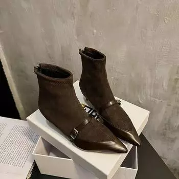 Дизайн Стиль Весна Осень Женские Носки Сапоги Модные Острые Носки Короткие Ботильоны Женские Элегантные Тонкие Каблуки Botas De Mujer 35