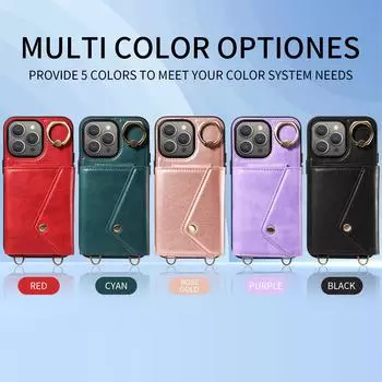 Дизайн сумки через плечо Держатель для карт Слоты для кольца Кронштейн Чехол для телефона для iPhone XS, XR, XS Max, 7,8,7Plus,8Plus,11,11Pro,11Pro,iPhone 12,13,14,15... iPhone 15 Plus чёрный