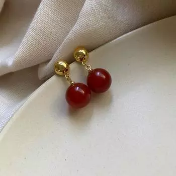 Дизайн Темперамент Агат Уникальные китайские серьги-гвоздики в стиле ретро, изысканные, простые, универсальные серьги в стиле суда