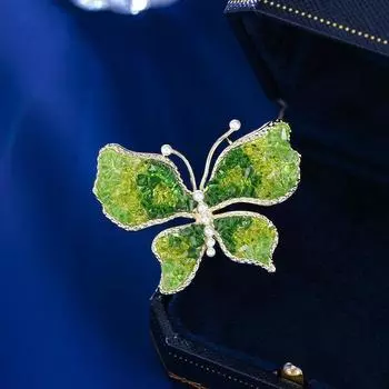 Дизайн-тенденция изысканный корсаж элитная булавка для костюма многоцелевые аксессуары постепенное изменение хрустальная бабочка темперамент брошь зелёный