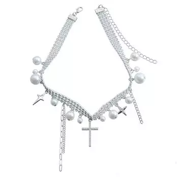 Дизайн ювелирных изделий Легкая роскошь Полностью бриллиантовое колье Кисточка Крест Бабочка Любовь Ожерелье Цепочка для ключицы