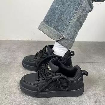 Дизайн в стиле Гонконга, повседневный, новый, универсальный, 2024, обувь Sense Board, мужская обувь для студентов, черная, ниша 36 чёрный