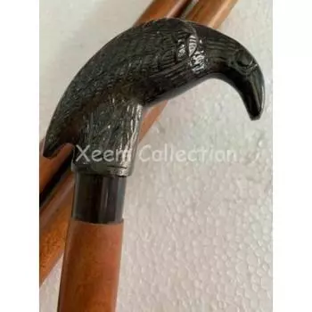 Дизайнерская антикварная латунная ручка с головой ворона в винтажном стиле деревянная трость