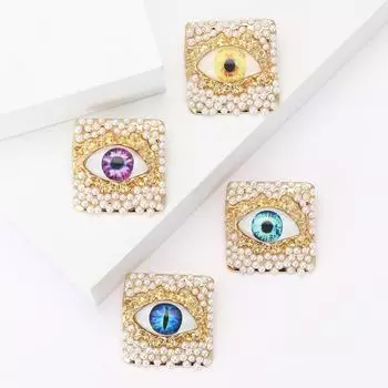 Дизайнерская брошь из сплава с квадратным жемчугом «Дьявольский глаз», креативная универсальная мужская и женская одежда, украшение для корсажа