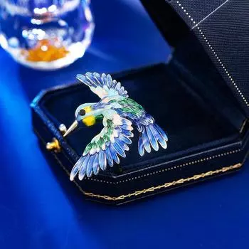 Дизайнерская брошь в виде синей птицы, женственная, ретро-брошь, пальто, костюм, креативные, изысканные аксессуары синий