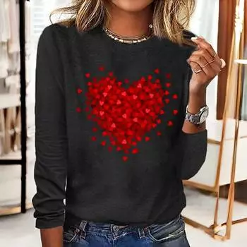 Дизайнерская футболка с длинными рукавами с принтом «Любовь», женская футболка, повседневная женская одежда, модный свободный свитер, трендовая уличная одежда 2000 года S