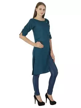Дизайнерская индийская болливудская куртка Kurta Women Cotton Solid Kurti Casual Top Tunic 10 тил синий