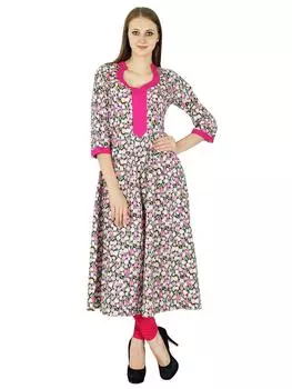 Дизайнерская индийская куртка с принтом Болливуда Женская хлопковая куртка Курти Повседневная туника 14 разноцветный